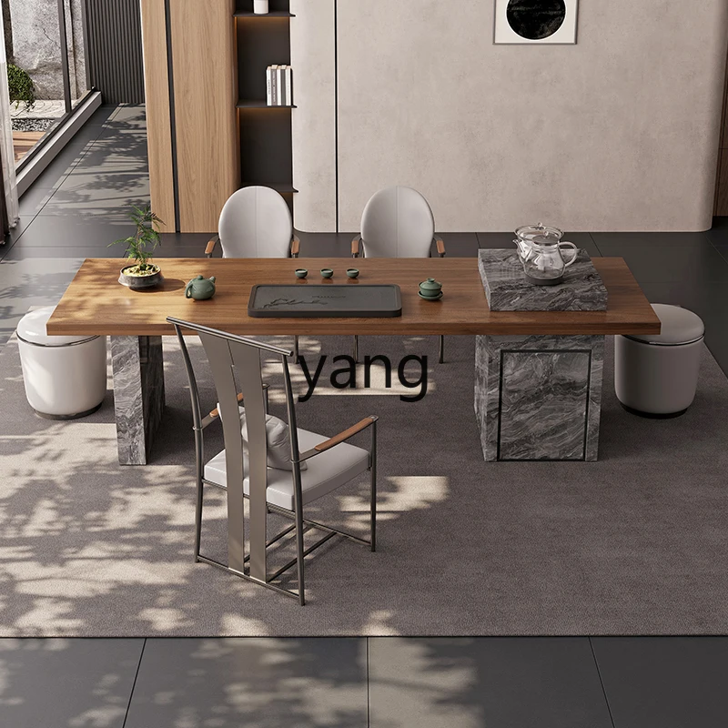 LMMmodern simple villa home antique office large board tea table and chair combination
