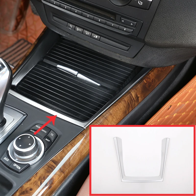 

For BMW X5 E70 2008-2013 Car Accessory ABS 1 Pcs Car Center Console Frame Decoration Cup Holder Strip Trim