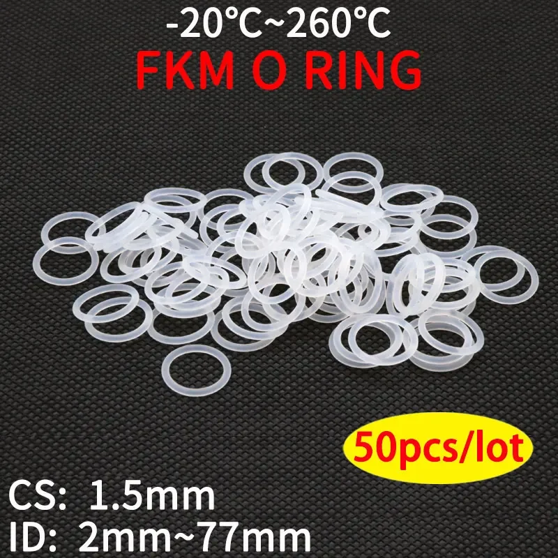 50pc White Silicone O Ring Gasket CS 1.5mm OD 5 ~ 80mm Food Grade Waterproof Washer Round O Shape Rubber silicon ring  o-ring