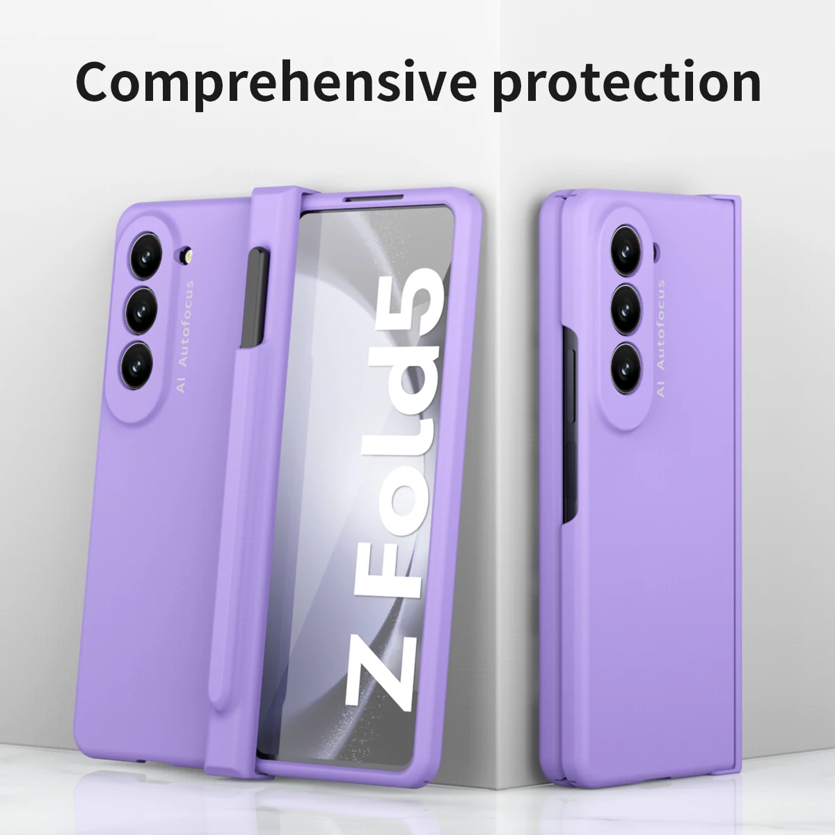 Case For Samsung Galaxy Z Fold 5 5G Pen Slot For Fold5 S Pen Fold Edition Hinge Plastic Cover With Front Screen Protector Glass