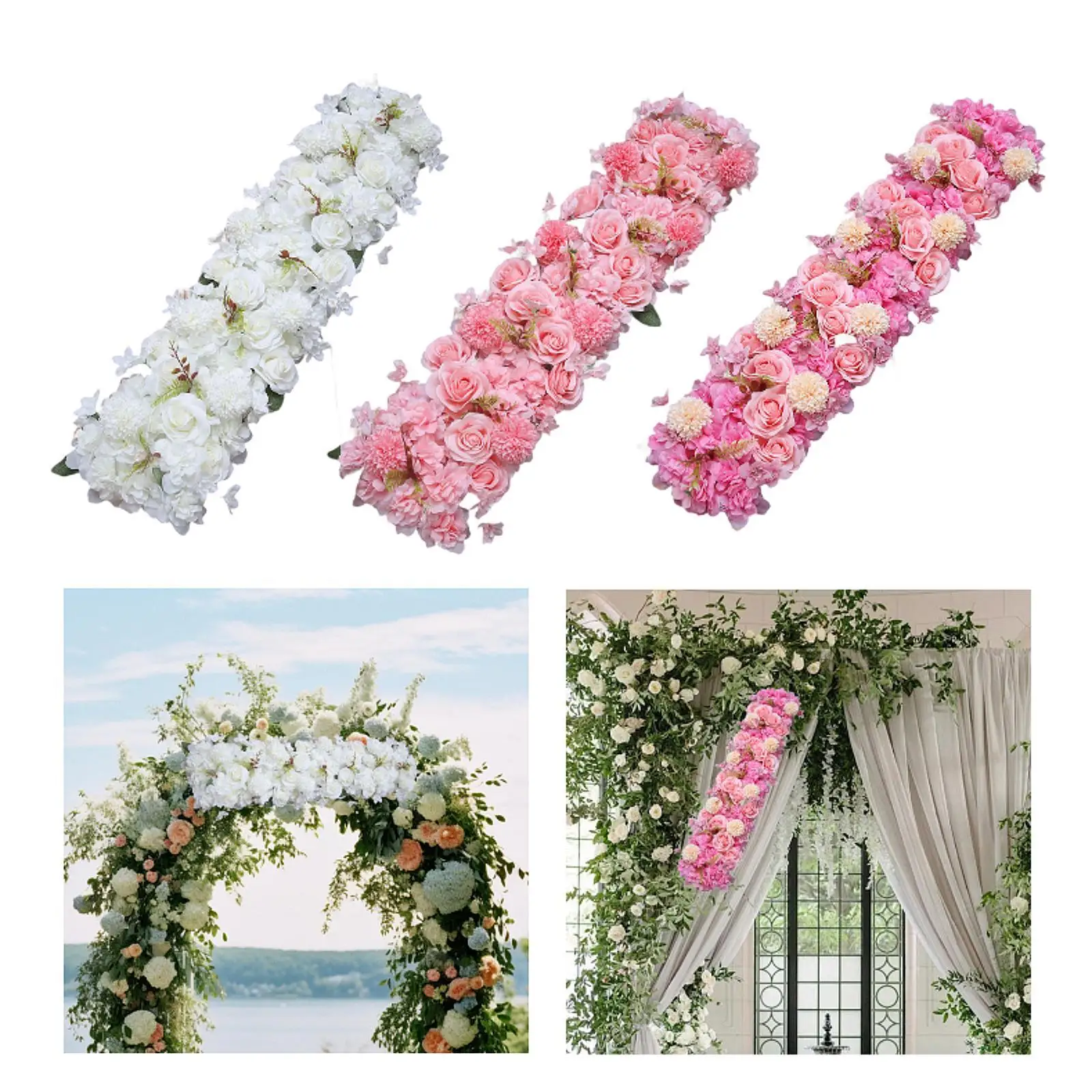 

Artificial Flowers Flower Wall Panels Realistic Arch Door Flower Row for Wedding Craft Art DIY Photo Background Reception