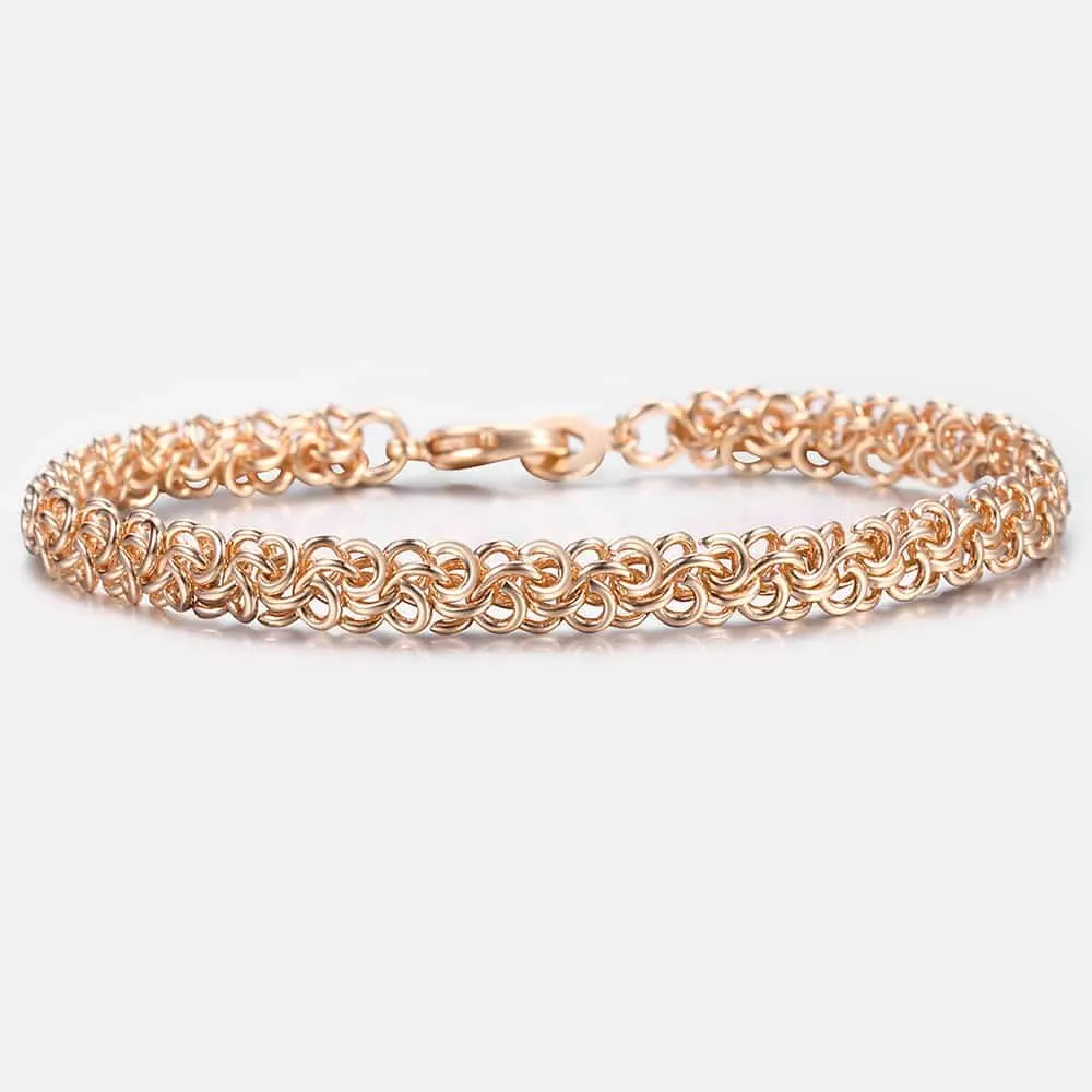 6mm Bracelet for Mens Womens Swirl Link Chain Wristband Rose Gold Color Bangle Fashion Jewelry  20cm 8inch CB09A