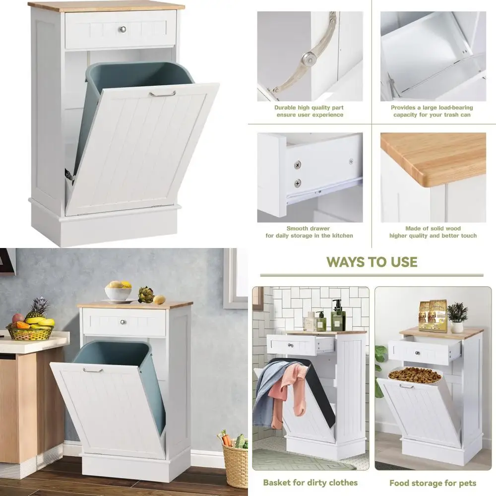 

устойчивый к собакам держатель мусорного бака для кухонного острова, белый наклонный шкаф без мусорного бака или корзины для белья