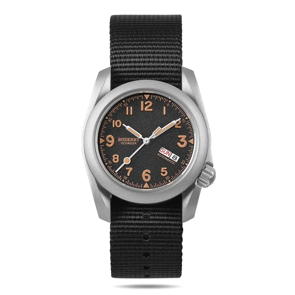 YELANG BODERRY Männer Automatische Uhr 40 MM Pliot Titan Mechanische Armbanduhr 100 m Wasserdicht Saphir C3 Leucht Nylon Armband Sport 10