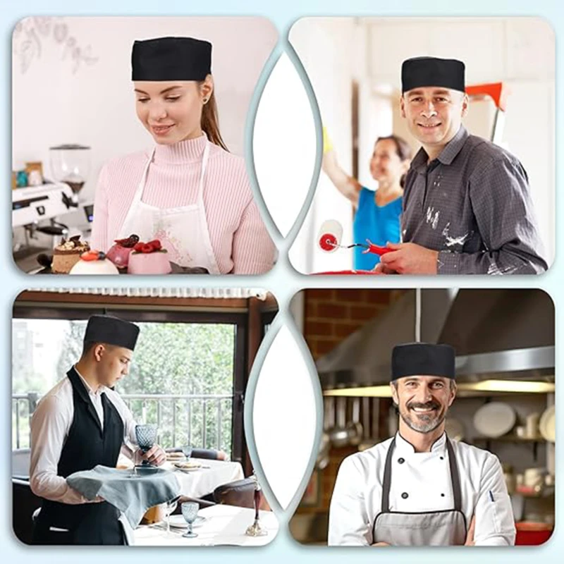 Chapéu de chef de malha respirável para homens e mulheres, tampão de trabalho para restaurante e garçom, malha respirável dupla, padaria e cafeteria