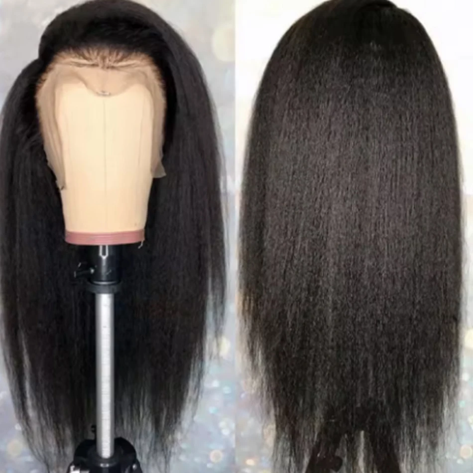 Peluca Yaki recta rizada de 34 pulgadas 13X6 prearrancada HD transparente Frontal de encaje 100% cabello humano para mujeres en venta rizado recto
