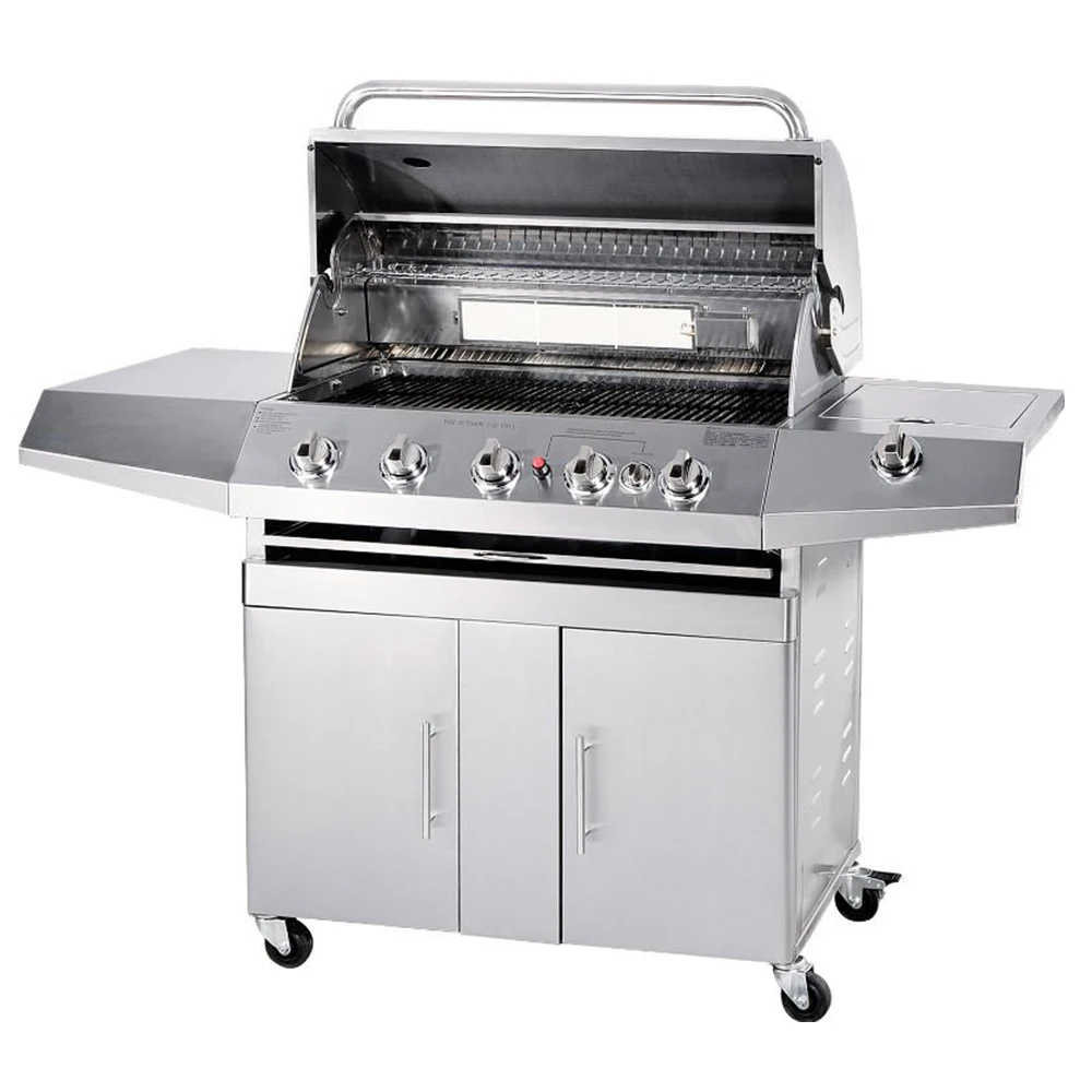 Outdoor BBQ Camping Large Capacity Stainless Steel Machine 4/5/6 Burners Barbecue Gas Grill