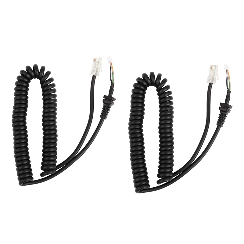 

2X Car Hand Speaker Microphone Replacement Mic Cables Cord Wire For YAESU MH-48A6