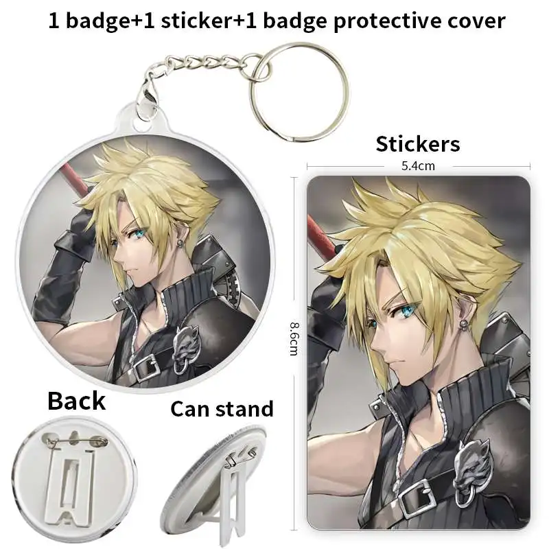 Cloud Strife Anime Character Game Soft Button Badge Brooch anchor Peripherals Pin Cosplay 75mm Customize PeripheralFashion