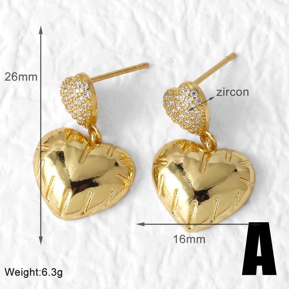 FLOLA Gold/Silver Color Balloon Bubble Heart Earrings for Women Gold Plated Star Dangle Earrings Simple Jewelry ersa245