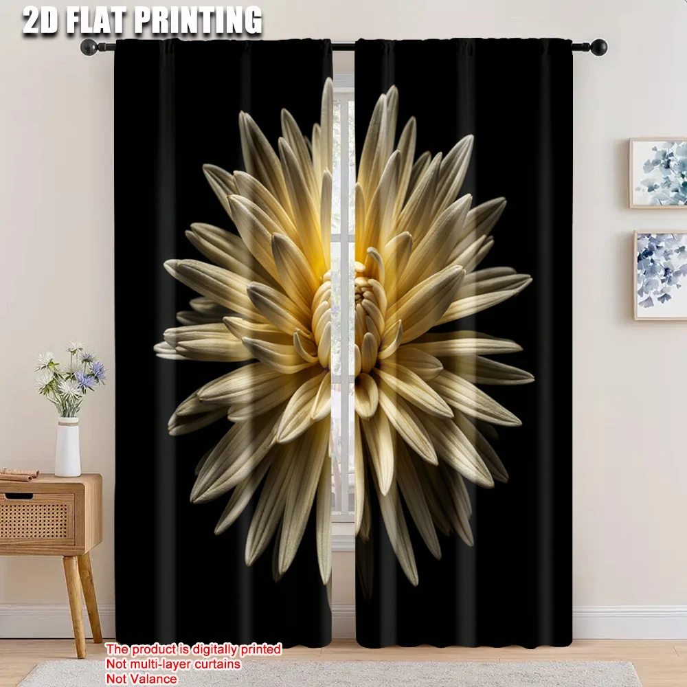 

2pcs, 2D flat printing Party Curtain Sparkling Flowers Durable Polyester,Without Electricity Festive Wall Decor Perfect for