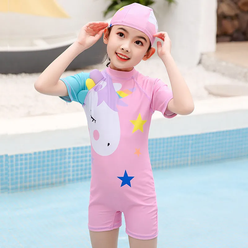 New Unicorn Sequin Girl One Piece Swimsuit Kids 2-8 Years Children\'s Swimwear Toddler Girls Bathing Suit Monokini Beachwear