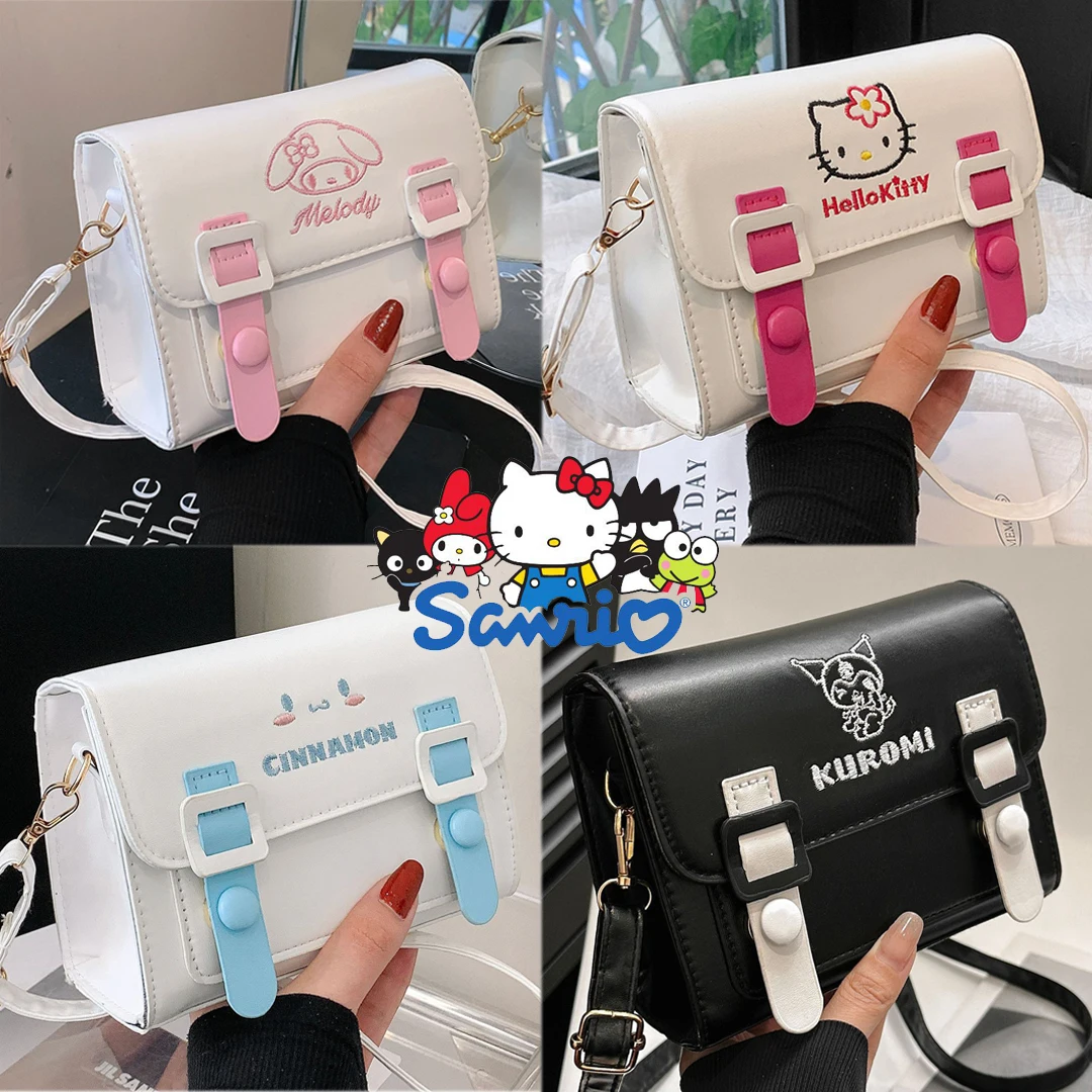 

Kawaii Sanrio Pu Square Bag Anime Shoulder Bags Kawaii Messenger Tote Cartoon Backpacks My melody Cinnamorol Kuromi Fashion Bags