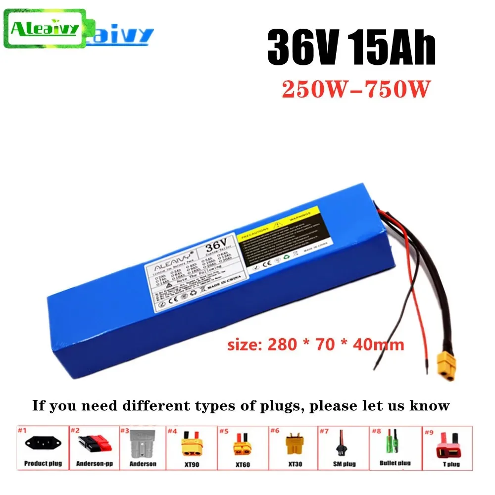 

Aleaivy 36V 15000mAh 18650 rechargeable lithium battery pack 250W-750W electric folding built-in battery, equipped with 20A BMS