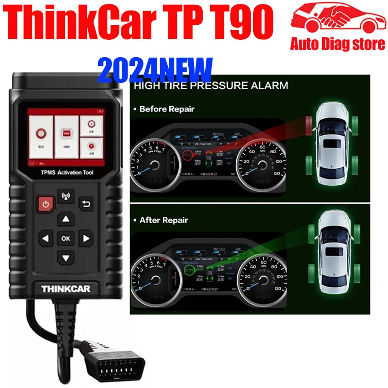 

ThinkCar THINKTPMS TP T90 TPMS Programmer S2 315MHz 433MHz 2in1 Car Tire Pressure Diagnosis Tool TPMS Sensor Service Tool