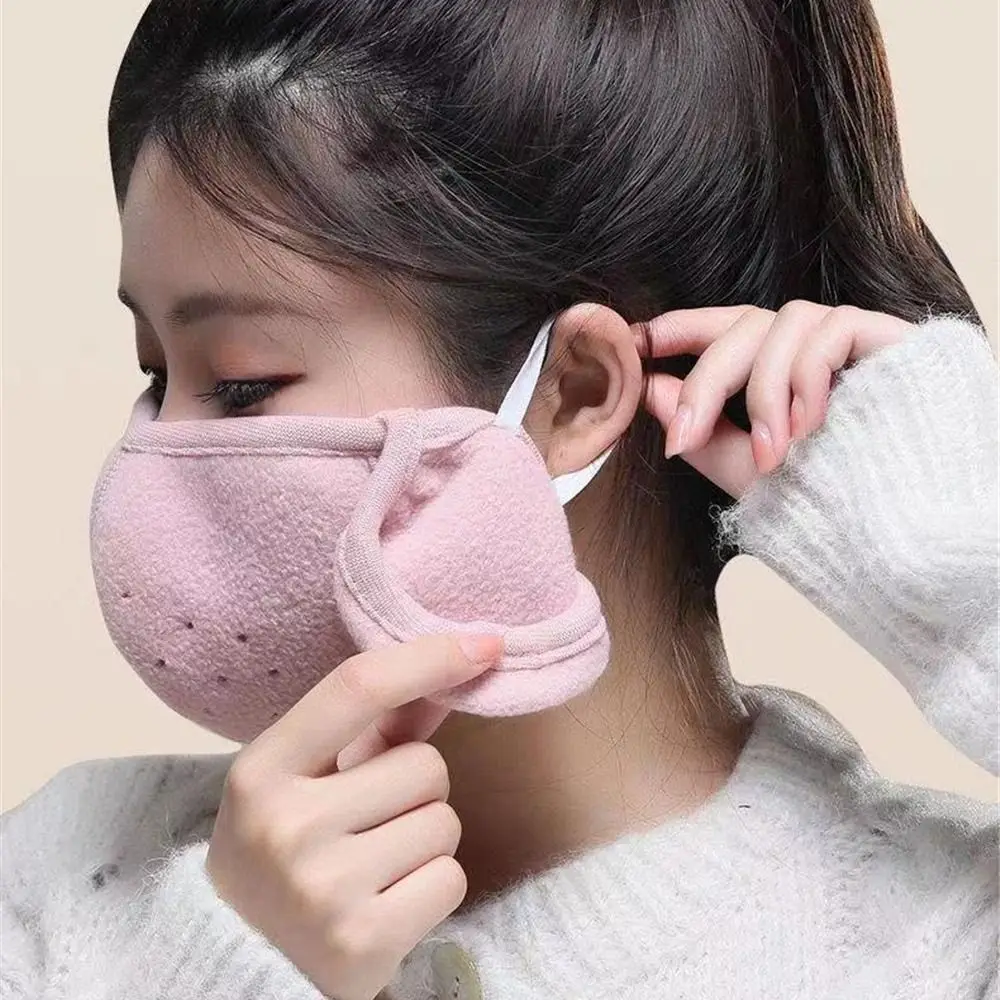 Women Winter Cold-proof Earmuffs Windproof Fleece Mouth Cover Men Warm Masks Female Outdoor Cycling Breathable Ear Warmer Earlap