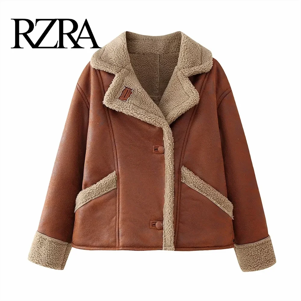 RZRA 2024  Winter New  Retro Suede Lamb Wool  Coat Loose Thick Fur Integrated Casual Cotton Clothing