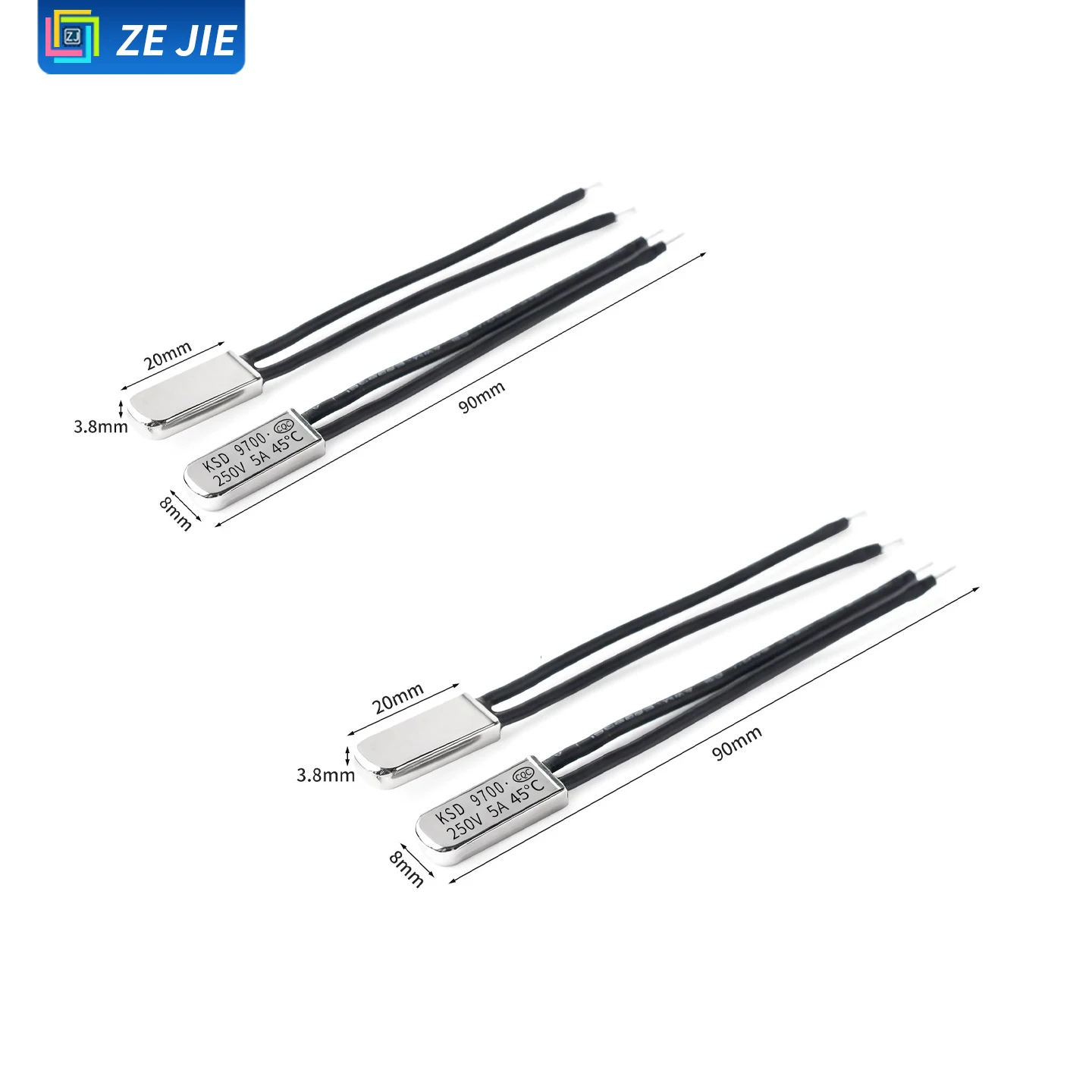 KSD9700 Thermostat / Temperature Switch Thermal Protection Controller, Normally Closed, 40°C ~ 155°C Temperature Sensor
