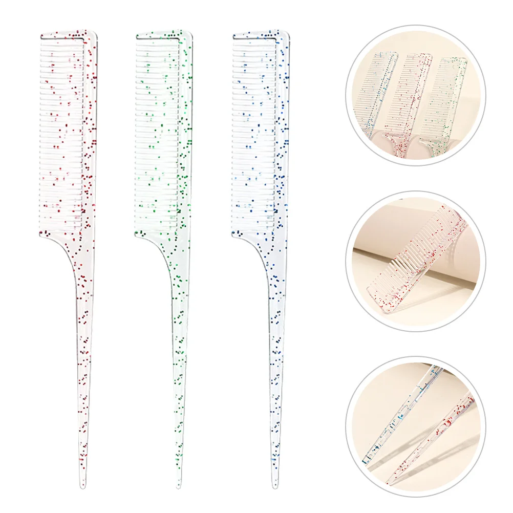 

3Pcs Rat Tail Combs Plastic Hairdressing Tool Hair Parting Comb Hair Coloring Braiding Salon Personal Use Rat Tail Combs