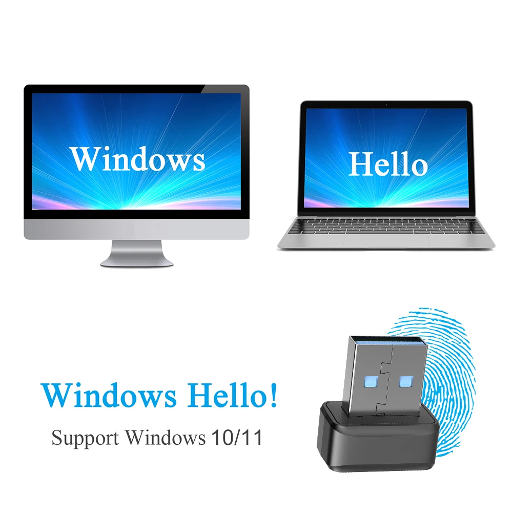 وحدة قارئ بصمة الإصبع USB للنوافذ 7 و 8 و 10 و 11 ، مرحبًا ، ماسح ضوئي بيومتري ، قفل للكمبيوتر الشخصي أو الكمبيوتر المحمول ، وحدة فتح بصمة الإصبع #6