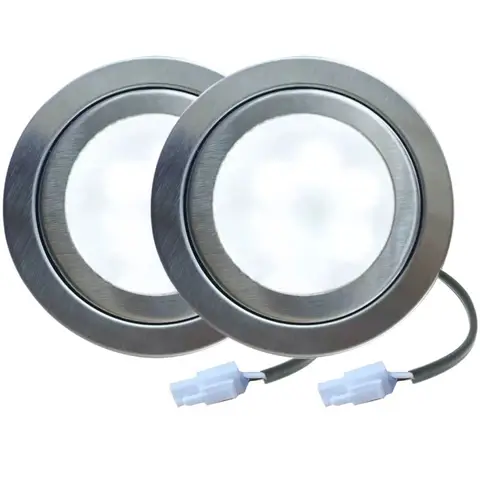 밀키 유리 주방 조명 1.5W LED 12V DC 60mm 컷 구멍 캐비닛 야간 조명 요리 언더 캐비닛 조명 옷장 전구, 2 피스