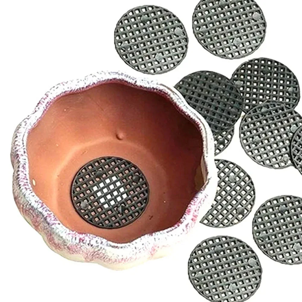 50pcs Flower Pot For Bonsai Potted Flowers Anti-Leakage Soil Gasket Round Plastic Breathable Gardening Mesh Pad Accessories