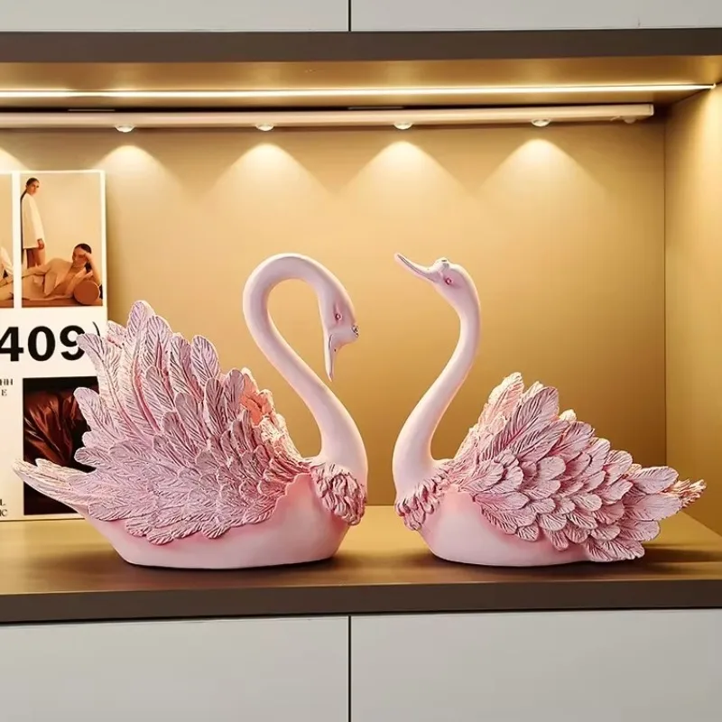 

Resin Swan Couple Wine Holder, European Style Creative Home Decor, TV Cabinet Sculpture, Romantic Bar Stand Decoration