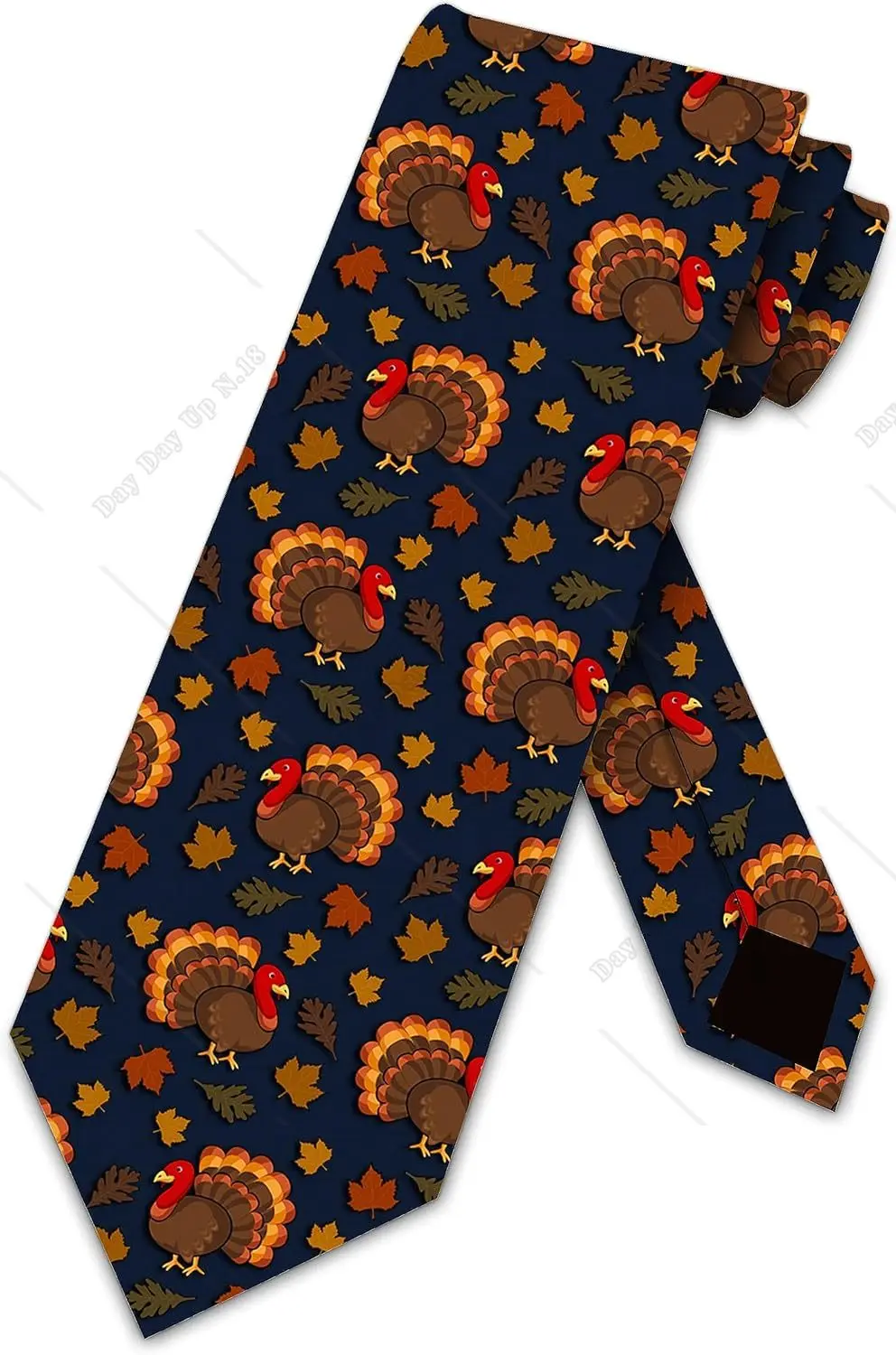 Holiday Turkey Ties Mens Fall Necktie Autumn Leaves Tie Holiday Neckties for Men Dinner Meeting Ties One Size