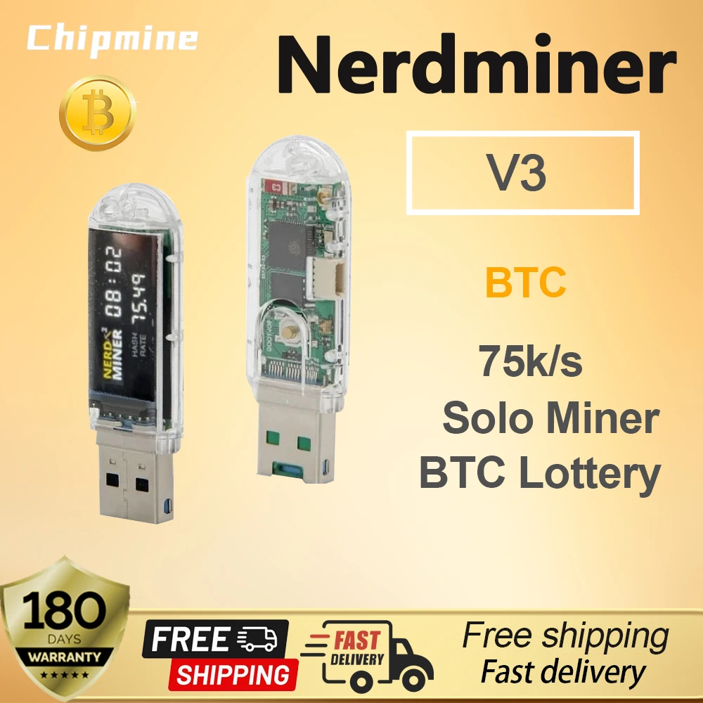 Nerdminer v3 Firmware 1.6.3 Original Board T-display S3 Hashrate 75K/S BTC Lottery Solo Miner Nerd Miner