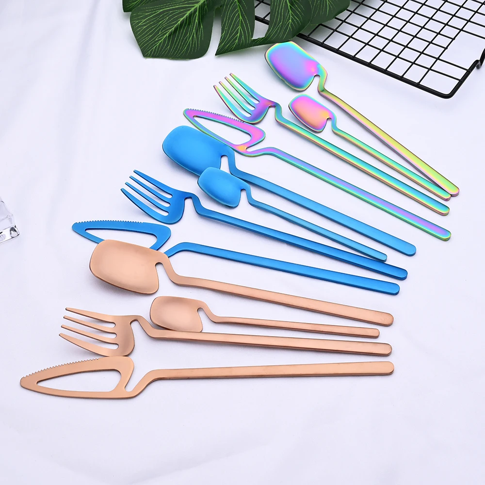 

4/12Pcs Matte Cutlery Set Knife Fork Spoon Dinnerware Set Stainless Steel Tableware Western Flatware Kitchen Silverware Set