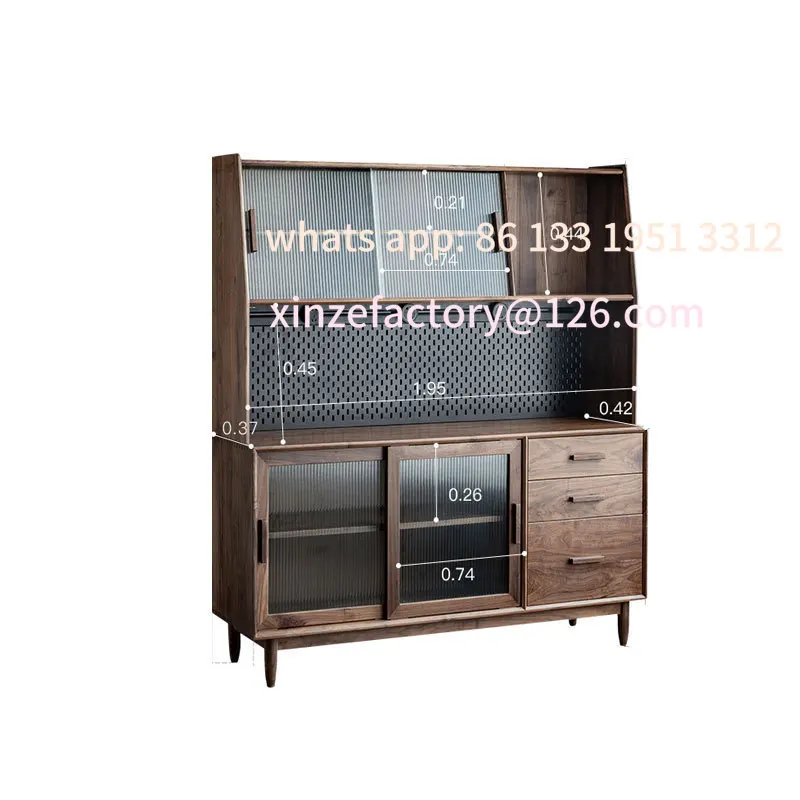 

All solid wood black walnut dining side cabinet storage cabinet cherry wood integrated wall high cabinet tea side wine