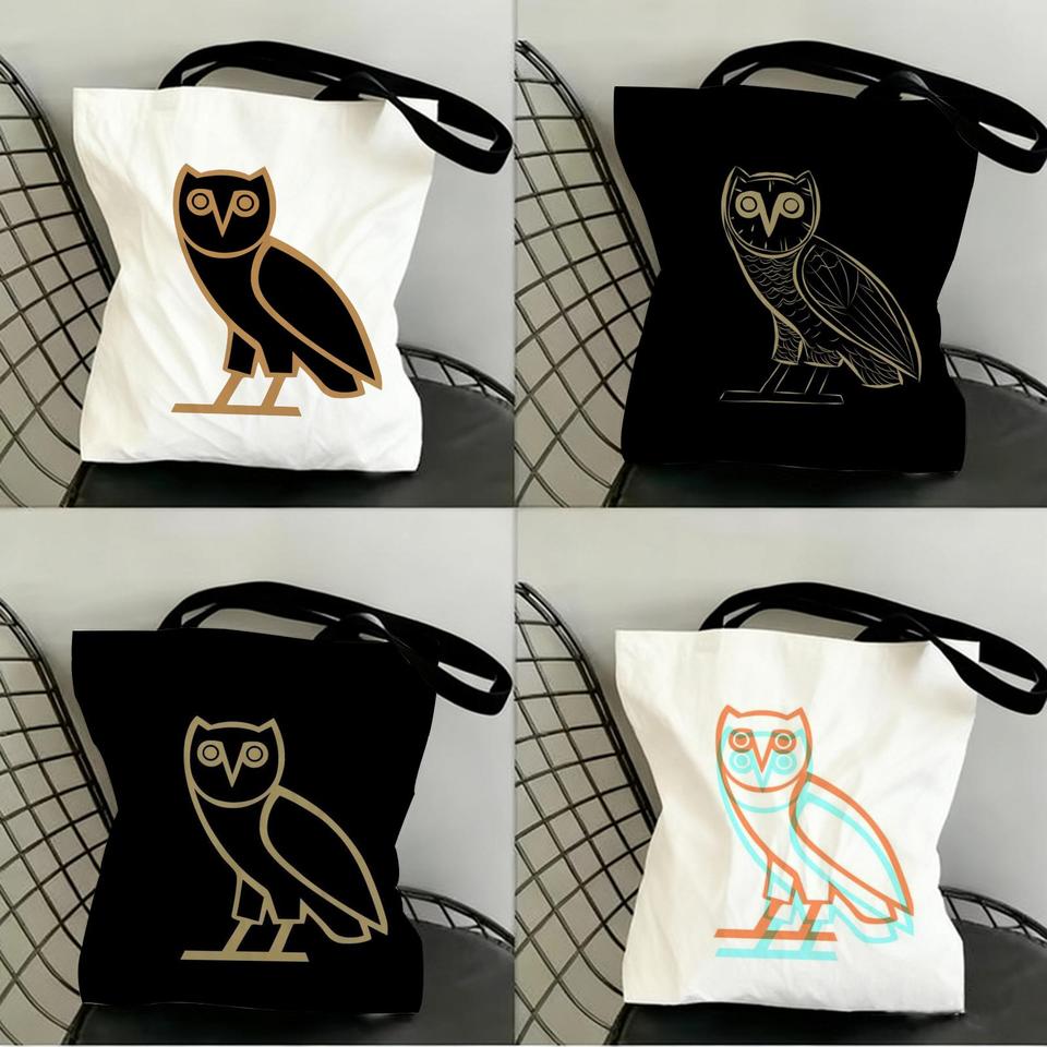  Luxury Drake O-O-OvO O-OWLS Storage Bags Canvas Double-Sided Print Fashion Shoulder Tote Shopping Bag Gift Eco Handbags 