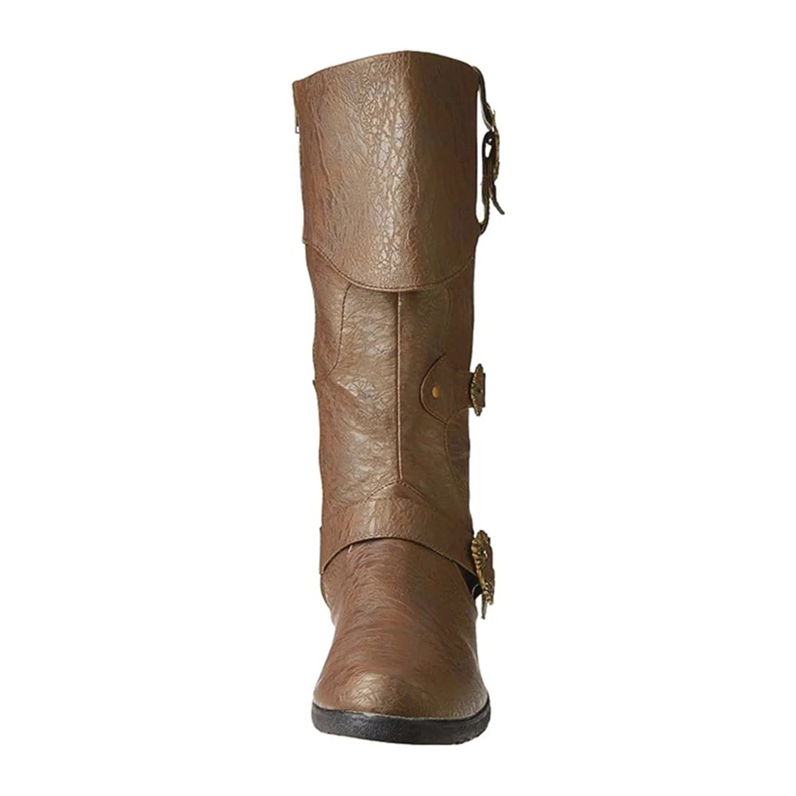 Męskie średniowieczne buty ze sztucznej skóry renesansowe gotyckie Viking pirackie buty do połowy łydki Halloween Cosplay buty — zdjęcie 7