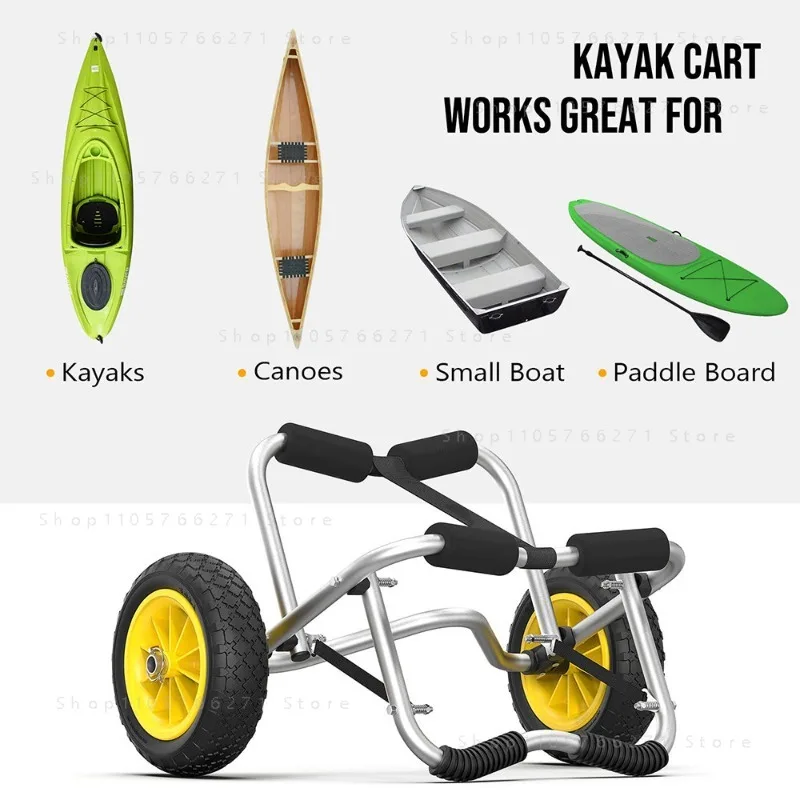 Kayak Trolley 50kg Loading Capacity Energy-saving Two-wheeled Carrier Cart Foldable for Kayak Canoe Boat