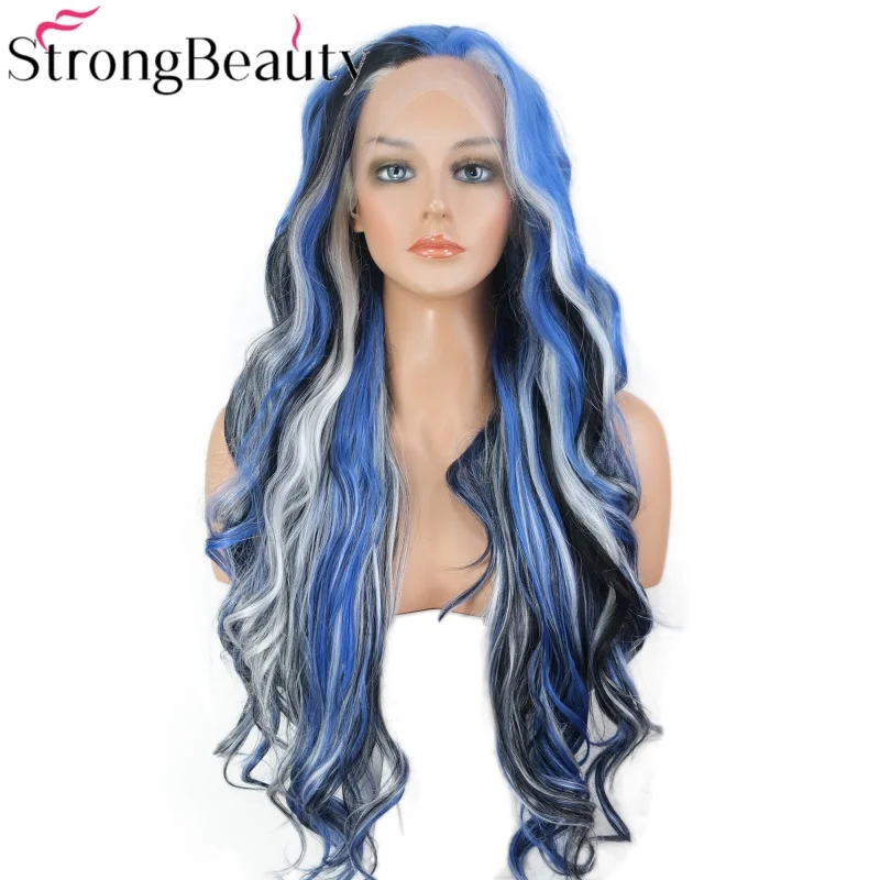 StrongBeauty Long Lace Front Wigs Synthetic Wavy Women Wig Color mixing Heat Resistant Hair