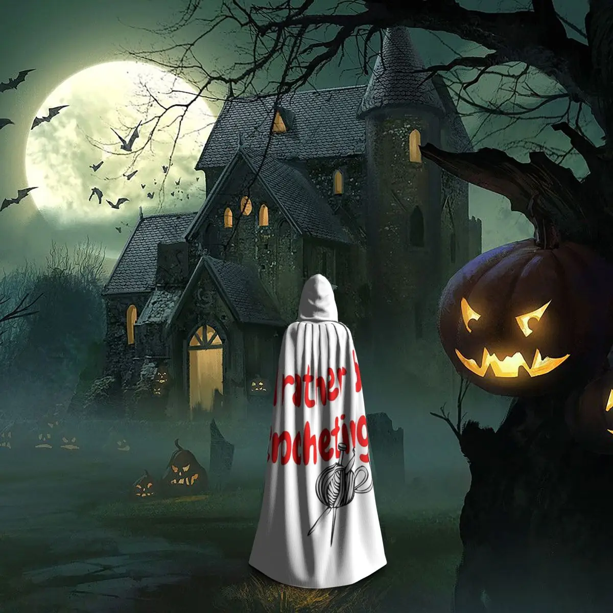 أفضل أن أكون كروشيهًا، عباءة طويلة بغطاء للرأس، زي ساحرة في القرون الوسطى، معطف كيب للهالوين للبالغين للجنسين