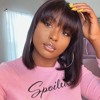 Short Human Wig Bob Wig Straight Wig Human Full Machine Wigs Remy Colored Human Hair Wigs Human Hair Wigs With Bangs Bang Wig