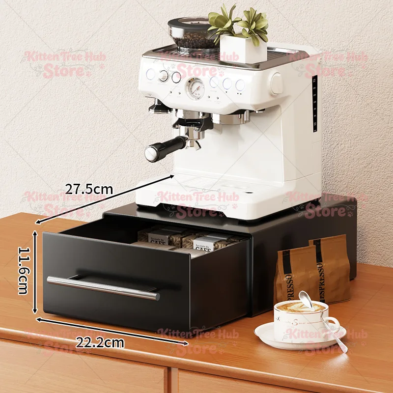 Pull-out Coffee Storage Rack with Drawer, Countertop Heightening