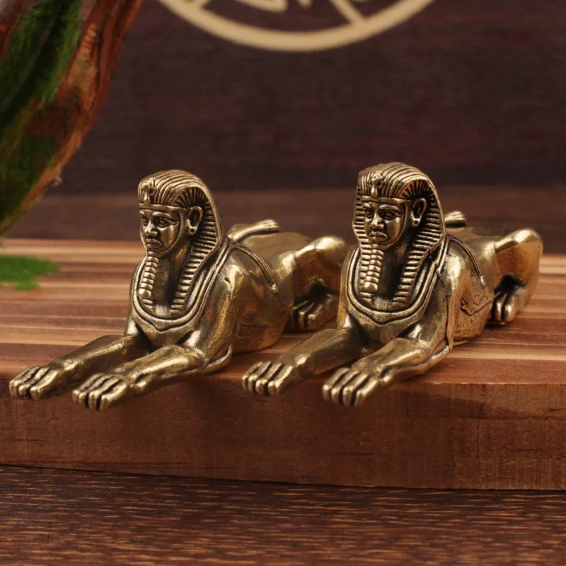 Retro Messing Ägypten Sphinx Statue Kleine Ornamente Messing Wächter Figuren Desktop Dekorationen Home Decor Zubehör – Detail 1
