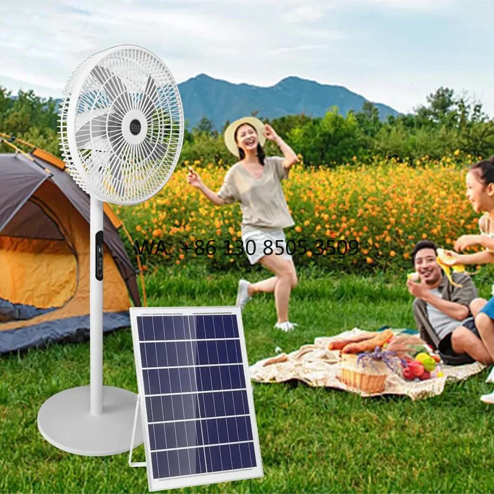 

HELIOS SF-008 25W Wireless Outdoor Camping Solar Fan 16 Inch DC Electric Panel Lithium Battery Long-Life Rechargeable Household