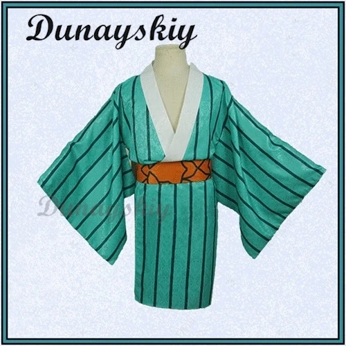 Gyutaro Ume Shabana Cosplay Costume Wig Green Wig Kimino Giyuutarou Childhood Anime Kimetsu No Yaiba Upper