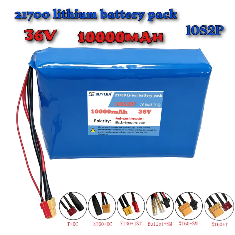 36V 10000mAh 21700 10S2P Rechargeable Li-ion Battery Pack with Smart BMS for Scooter