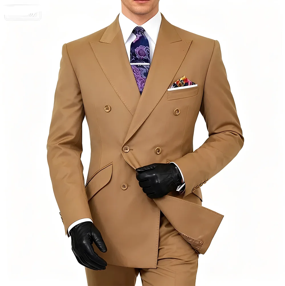 Men Formal Two‑Piece Suit Business Office Wedding Party Slim Fit Blazer Jacket Trousers Male Suit