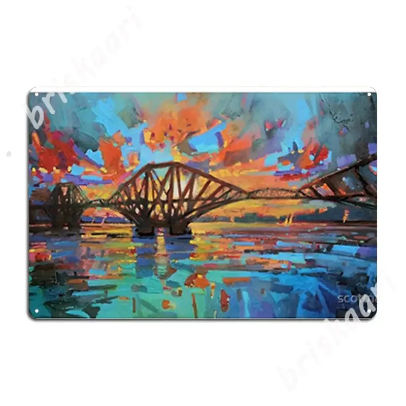 Forth Bridge Dawn Metal Signs Wall Mural Garage Club Customize Wall Decor Tin sign Posters