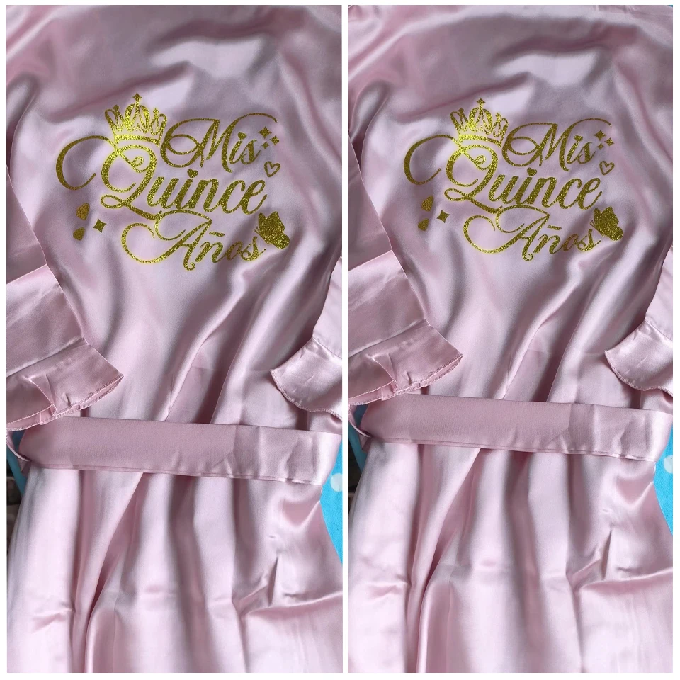 Quinceanera Sweet 15th Birthday Party Bathrobe Floral Girl Fifteen Years Old Robe Quinceañera Princess Nightgown