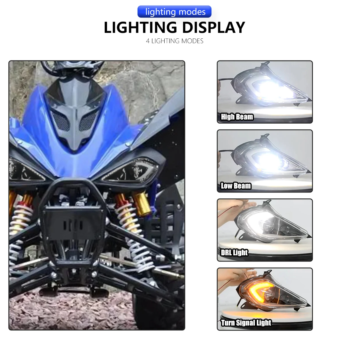 DRL LED Adjustable Headlights for Yamaha Raptor 700 700R YFZ450 YFZ450R YFZ450X Wolverine 450 350 Turn Signal Light 2006-2022