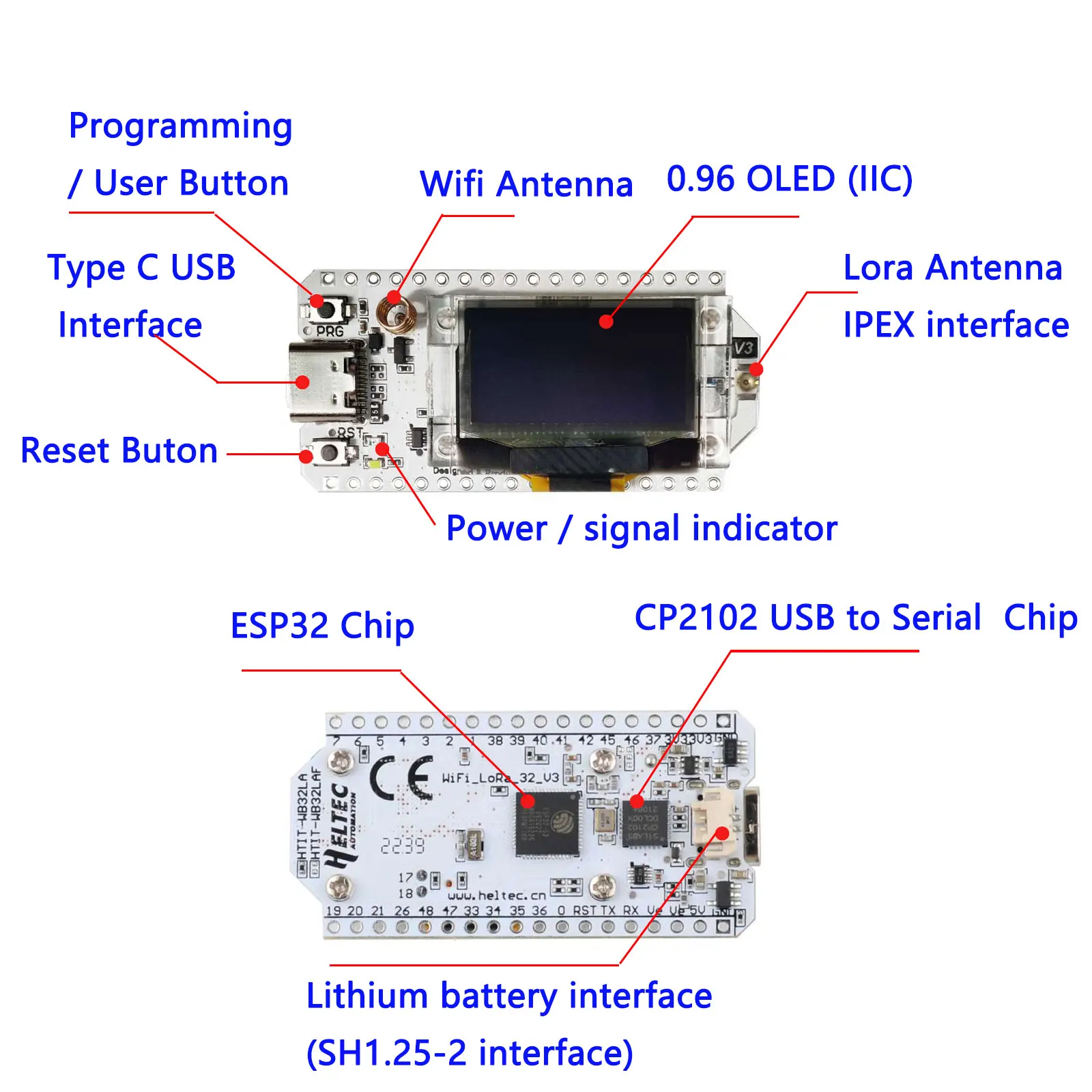 Imagem -03 - Lora Kit com Display Oled Placa de Desenvolvimento Módulo para Meshtastic Lora32 v3 868-915mhz Sx1262 096 Polegada Wifi e bt Esp32