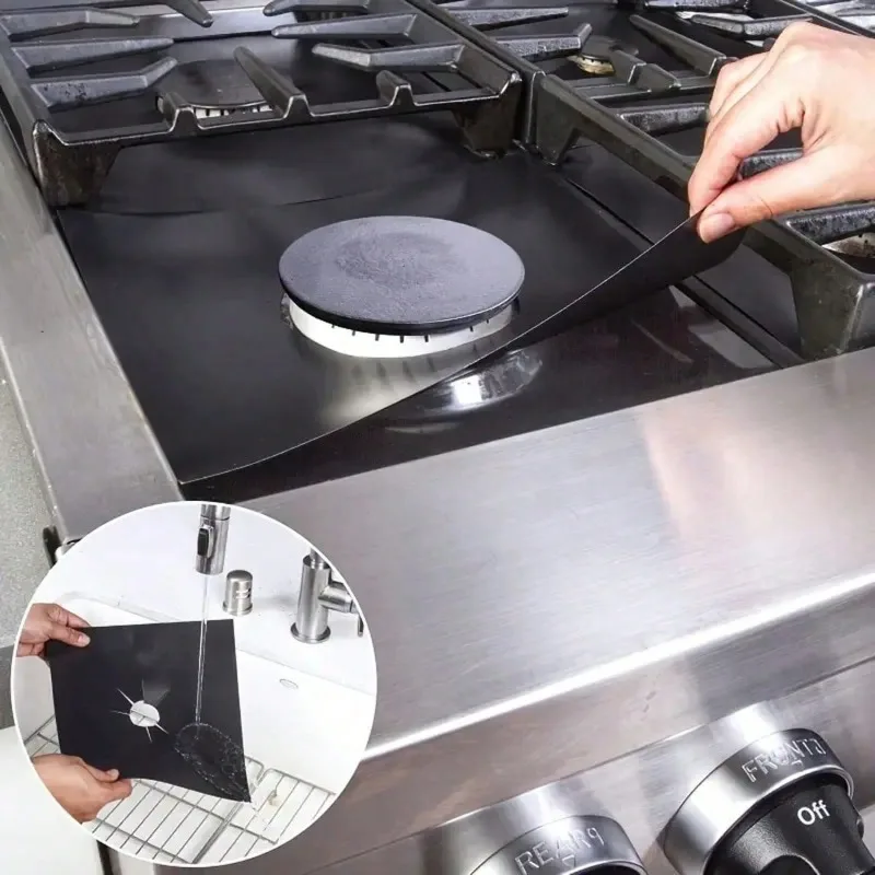 2/4/6/8 Pcs Gas Stove Protector Cooker Cover Liner Clean Mat Pad Kitchen Gas Stove Stovetop Protector Kitchen Accessory Utensils