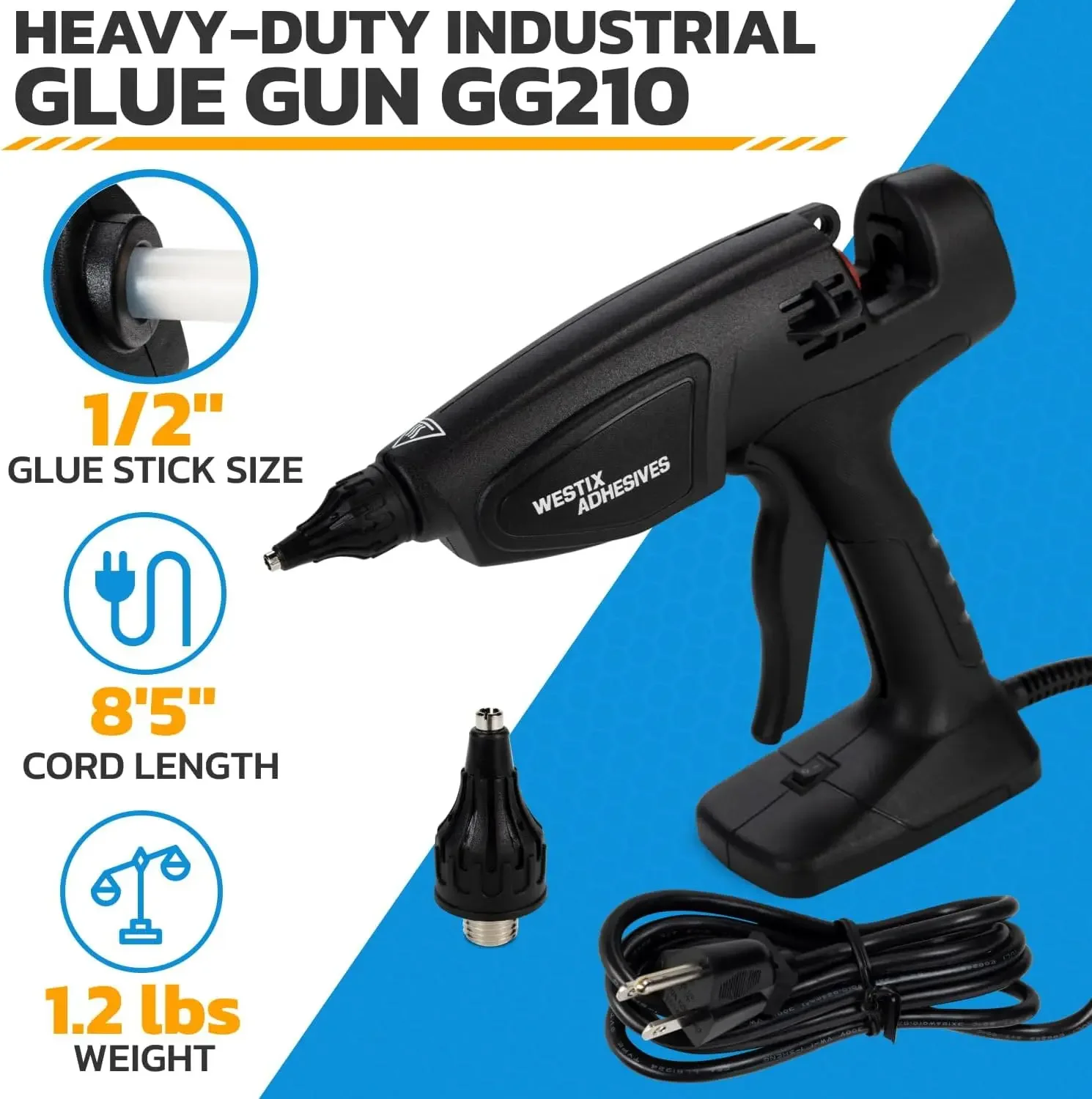 Industrial 200W Full Size Hot Glue Gun for 1/2