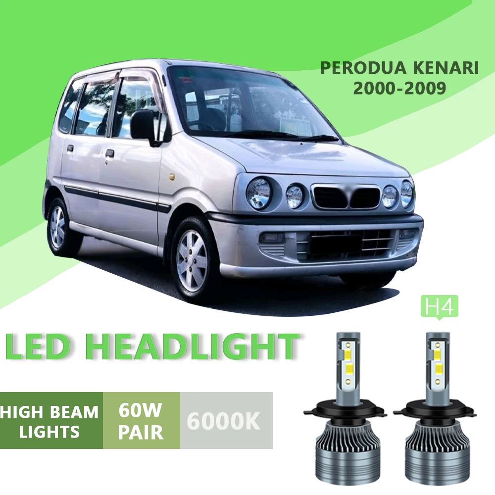 

2PCS FOR Perodua Kenari 2000-2009 6000k H4 Super Bright Hi/Lo Beam Headlamp Lampu LED Headlight Bulb White Light